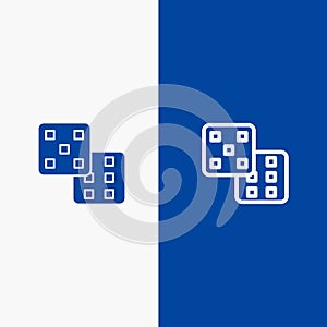 Dice, Gaming, Probability Line and Glyph Solid icon Blue banner
