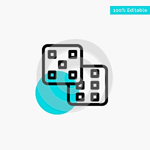 Dice, Gaming, Probability turquoise highlight circle point Vector icon