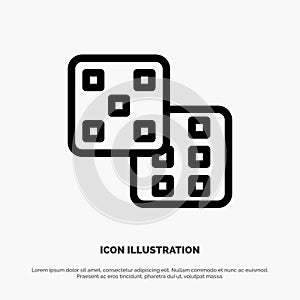 Dice, Gaming, Probability Vector Line Icon