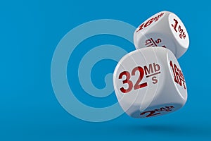 Dice with internet speed numbers