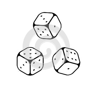 Dice line icons game objects.