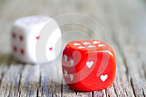 Dice love heart Valentines day abstract background