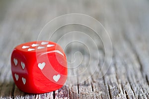 Dice love heart Valentines day abstract background