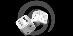 Dice mid roll on a black background