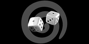 Dice mid roll on a black background