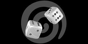 Dice mid roll on a black background