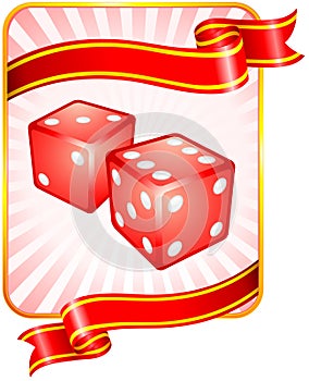 Dice with Ribbon Background