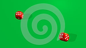 Dice rolling againt a casino background