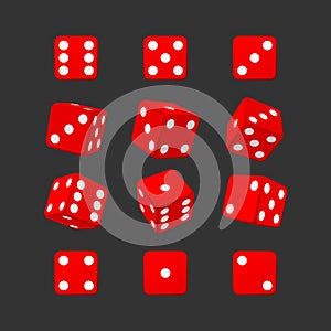 Dice set red casino black background  illustration