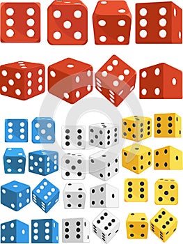 Dice in Several Positions and Colors