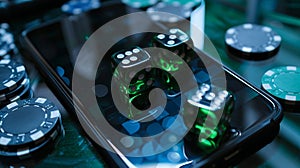 The Dice on Smartphone Display.AI generated image