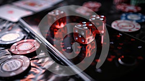 The dice on smartphone screen.AI generated image