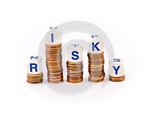 Dice Spelling Risky on Penny Stacks photo