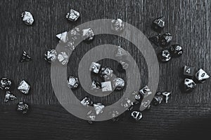 Dice on table in black and white