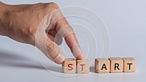 Dice with text for illustration of `smart and start` words