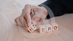 Dice with text for illustration of `from zero to hero` words