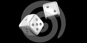 Dice throw mid air on a black background