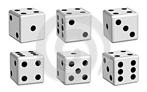 Dice white set in 3D view