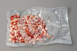 Diced bacon in vacuum pack