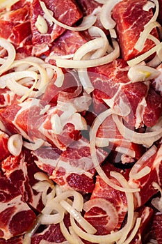 Diced or cubed raw beef steak