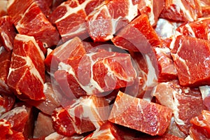 Diced or cubed raw beef steak