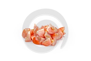 Diced tomato isolated on white background