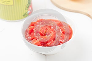 Diced tomatoes, shallow depth of field