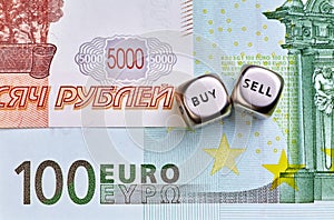 Dices cubes, RUB, EUR banknotes