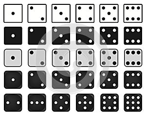 Dices gamble gaming monochrome. Poker cubes Vector set