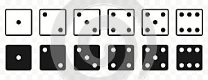 Dices gamble gaming monochrome. Poker cubes Vector set