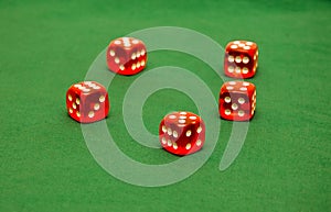 Dices on green cloth