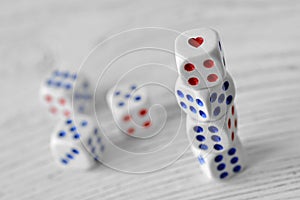 Dices with a heart - Concept of risk and chance on love