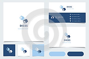 Dices logo design with editable slogan. Branding book and business card template.