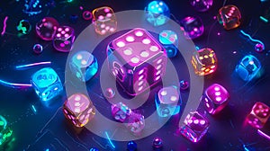 Dices, neon dices hd wallpaper photo