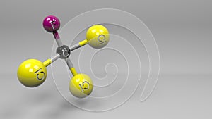 Dichlorodifluoromethane 3D molecule illustration.