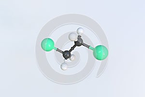1,2-dichloroethane molecule. Isolated molecular model. 3D rendering