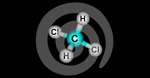 Dichloromethane molecular structure isolated on black