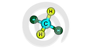 Dichloromethane molecular structure isolated on white