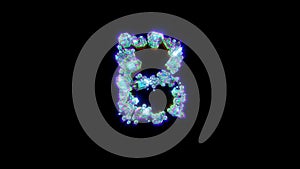 dichroic alphabet of gemstones with chromatic aberrations - letter B, isolated - object 3D illustration