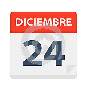 Diciembre 24 - Calendar Icon - December 24. Vector illustration of Spanish Calendar Leaf photo