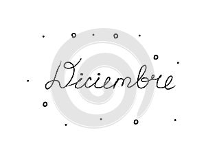 Diciembre phrase handwritten with a calligraphy brush. December in spanish. Modern brush calligraphy. Isolated word black photo