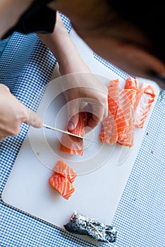 Dicing salmon