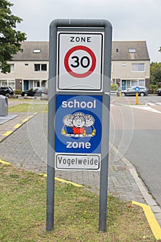 Dick Bruna Sign Be Aware Of School Zone At Diemen The Netherlands 2019