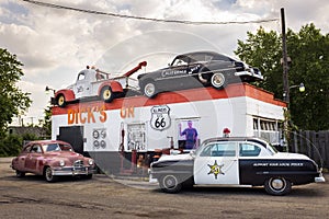 Dick`s Towing roadside attraction in the US Route 66 in Joliet, Illinois, USA