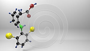 Diclofenac molecule 3D illustration.