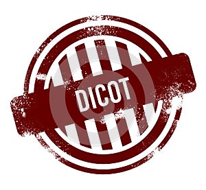 dicot - red round grunge button, stamp