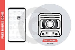 Dictaphone or voice recorder application icon for smartphone, tablet, laptop or other smart device with mobile interface