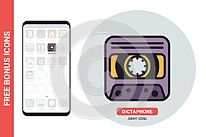 Dictaphone or voice recorder application icon for smartphone, tablet, laptop or other smart device with mobile interface