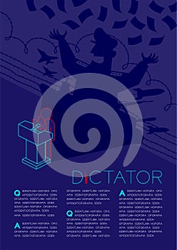 Dictator shadow man pictogram speech with podium isometric, Dictatorship behind control concept design illustration isolated on