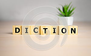 Diction word concept on cubes, speak concept